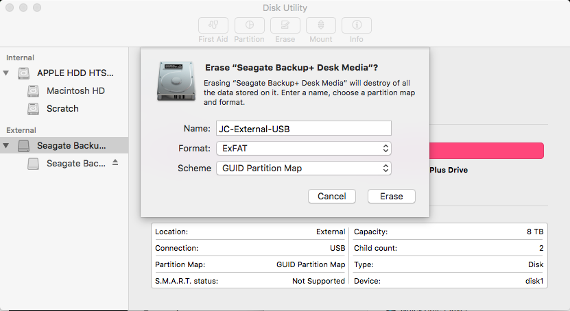 How to format a large external usb hard for use between both an OS Mac a Windows 10 PC – jasoncoltrin.com