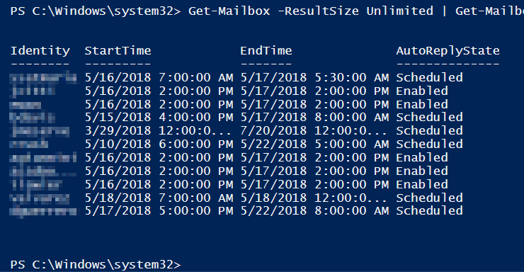 Use Powershell to Get a List of Users with Out of Office enabled in Outlook Office365