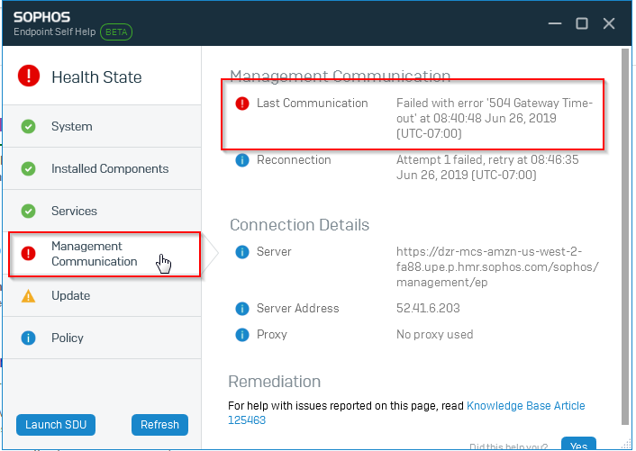 sophos won t update